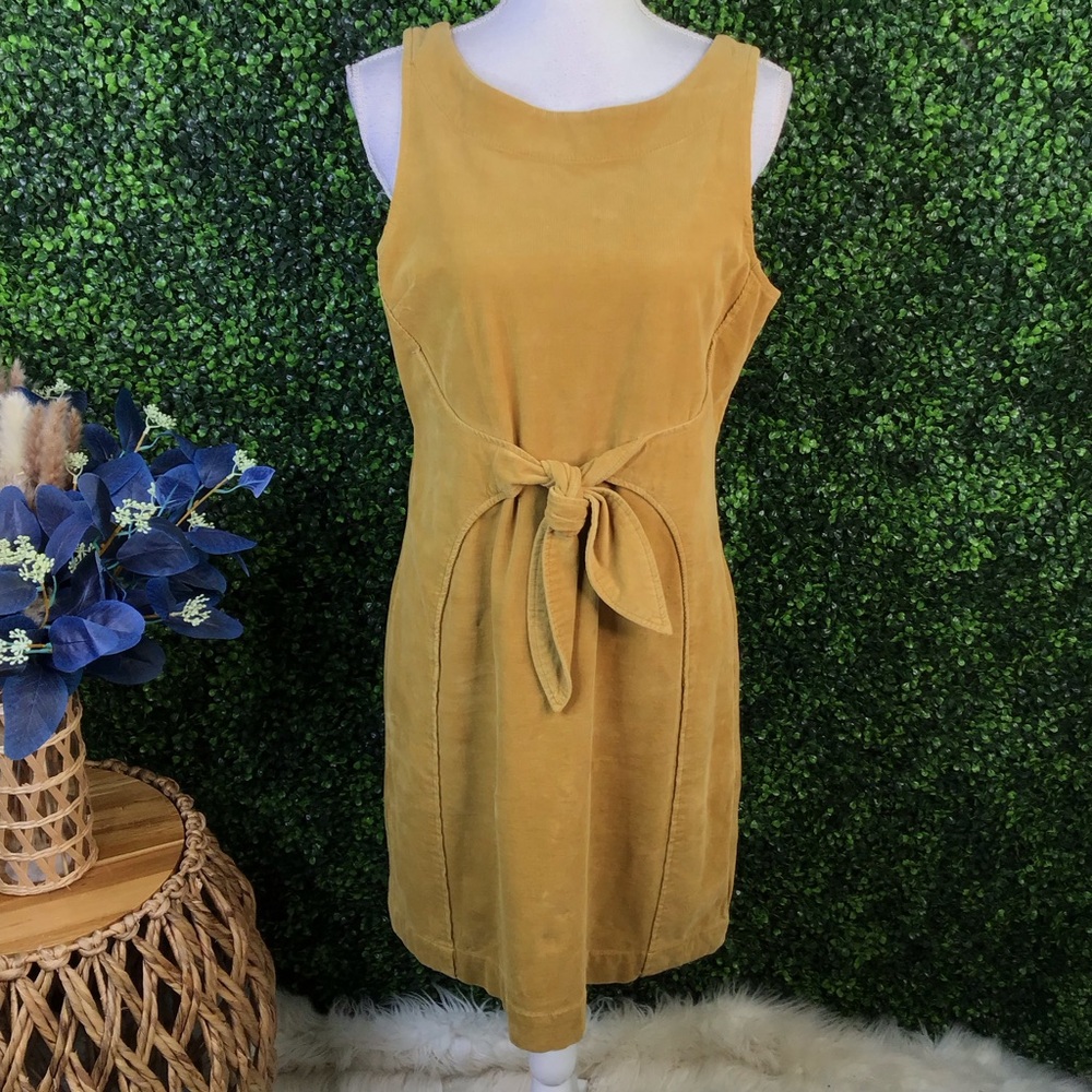 NWOT Anthropologie HOLDING HORSES Mustard‎ corduroy Midi Dress